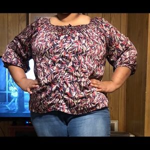 Multi color silky like button up blouse